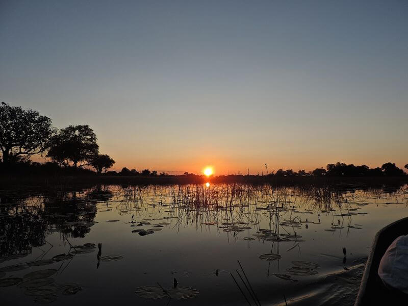 Lindo pôr do sol visto do mokoro Foto: magari blu