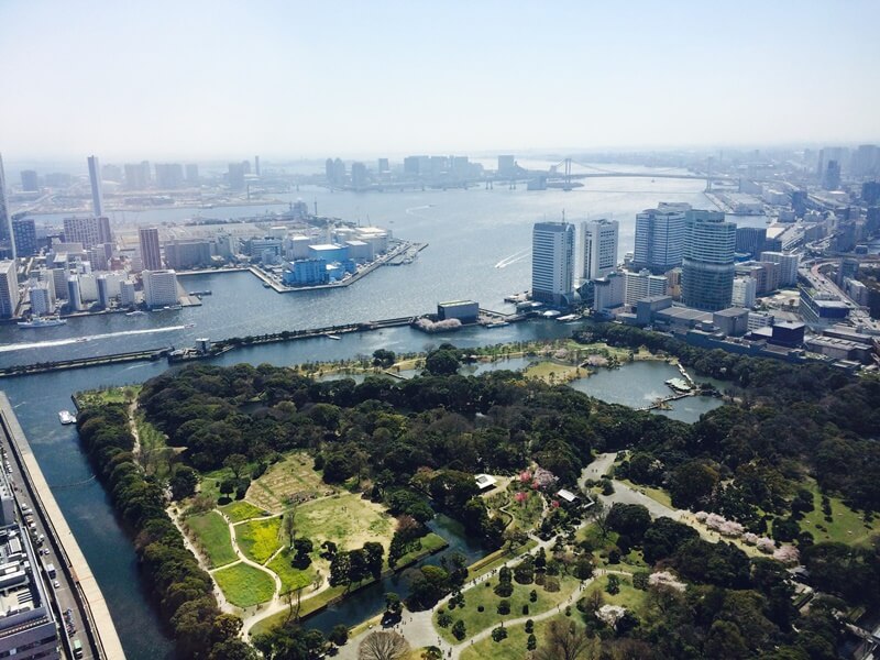 Hamarikyu visto de cima do Dentsu Building Foto: Luiza Rodas