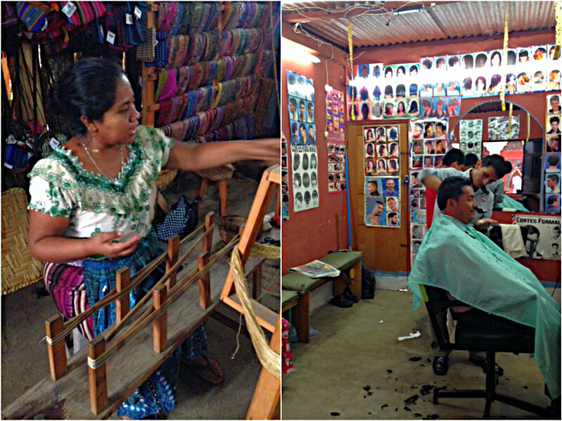 Tecelã no povoado de San Juan e "peluqueria" no povoado de Santiago, no Lago Atitlan Foto: Roberto Bitelman