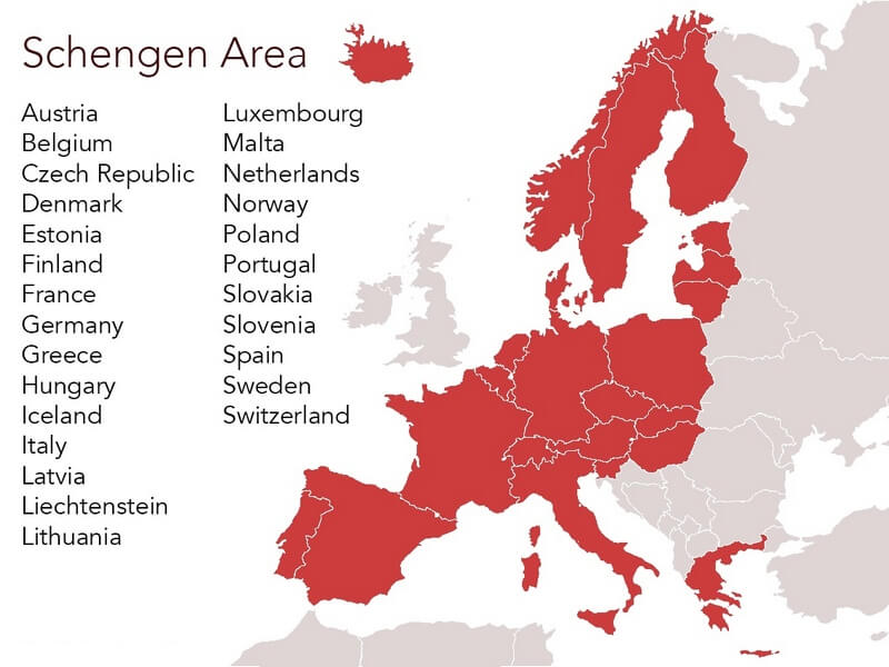Países integrantes do Tratado de Schengen