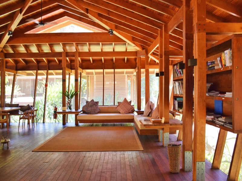 Sala de leitura do Cristalino Lodge Foto: Lala Rebelo